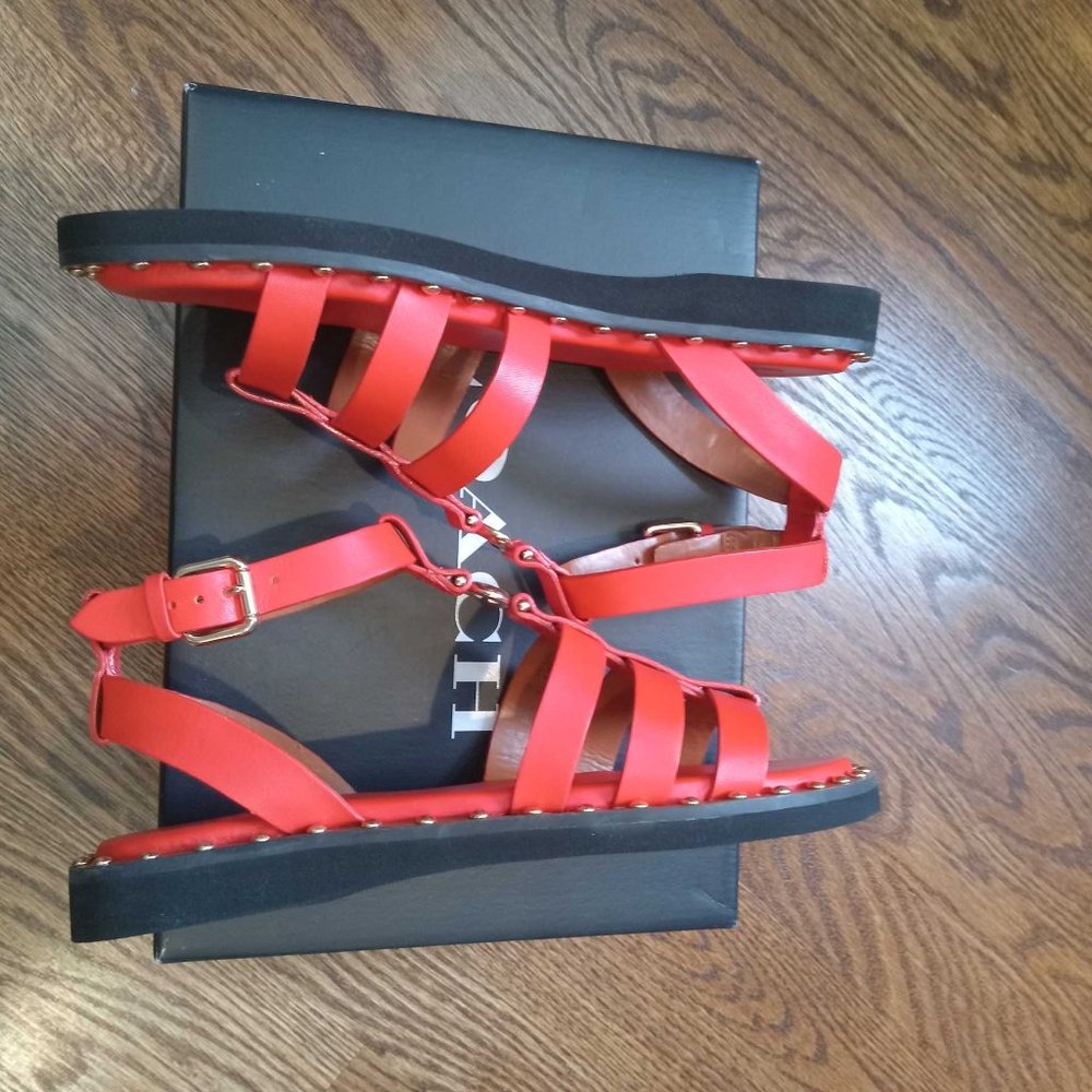 Coach Giselle Sandal, Red Orange, New In Box